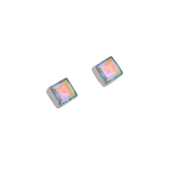 Charles Albert Sterling Silver Mercury Mist Square Post Earrings Sterling Silver Earrings