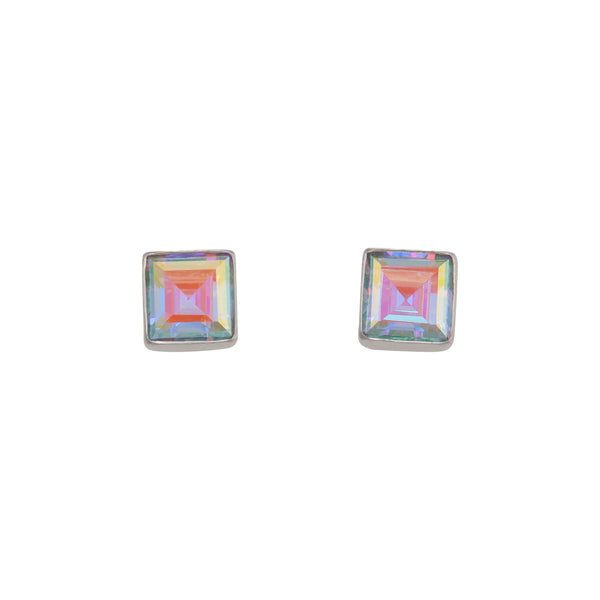 charles albert Sterling Silver Mercury Mist Square Post Earrings Sterling Silver Earrings