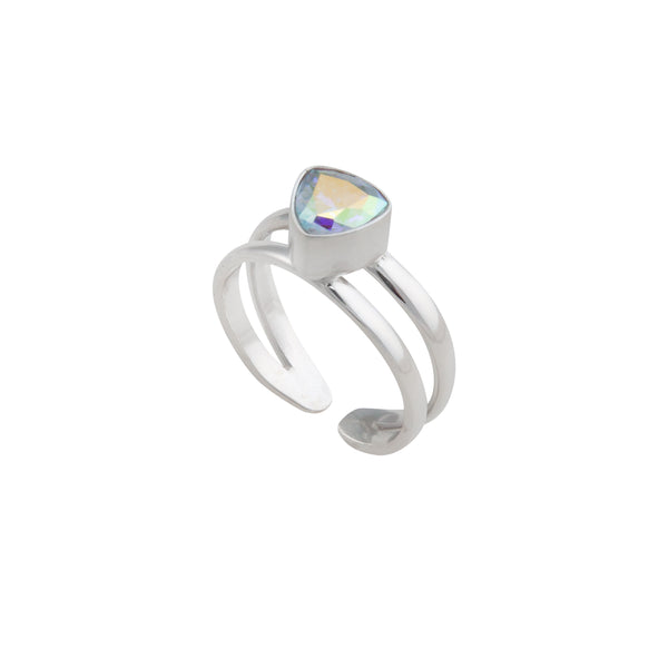 Charles Albert Sterling Silver Mercury Mist Trillion Adjustable Cuff Ring Sterling Silver Rings