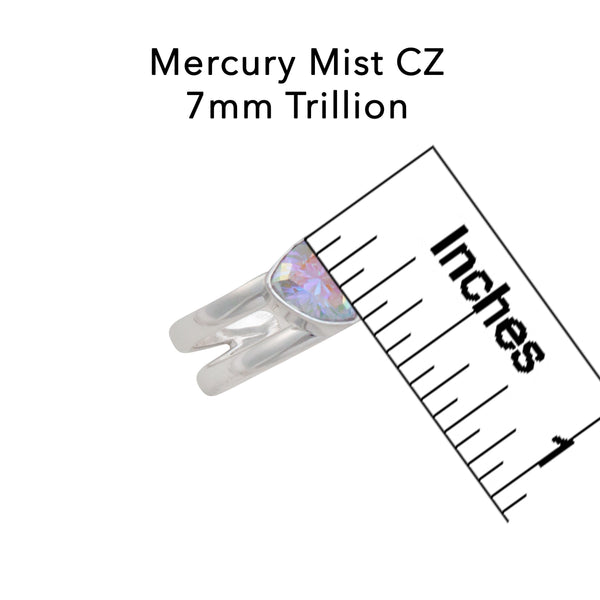 Charles Albert Sterling Silver Mercury Mist Trillion Adjustable Cuff Ring Sterling Silver Rings