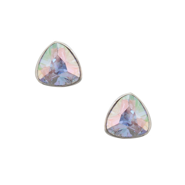 charles albert Sterling Silver Mercury Mist Trillion Post Earrings Sterling Silver Earrings