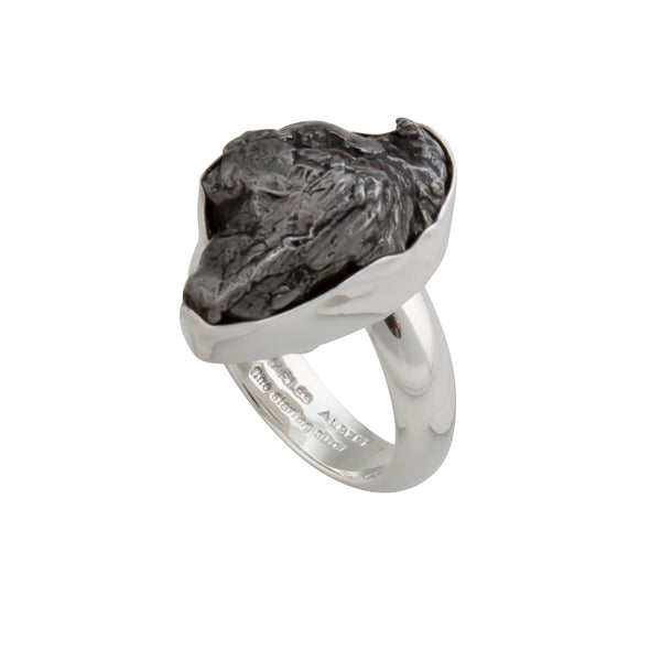 Charles Albert Sterling Silver Meteorite Adjustable Ring Sterling Silver Rings