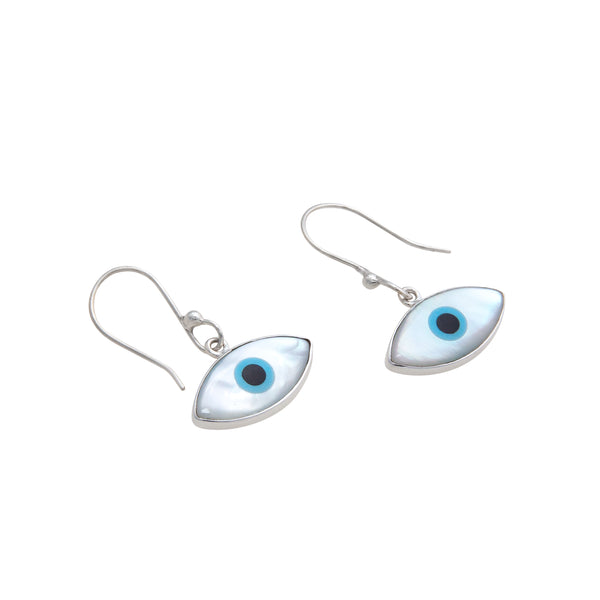 Charles Albert Sterling Silver Mother Of Pearl Evil Eye Drop Earrings Sterling Silver Earrings