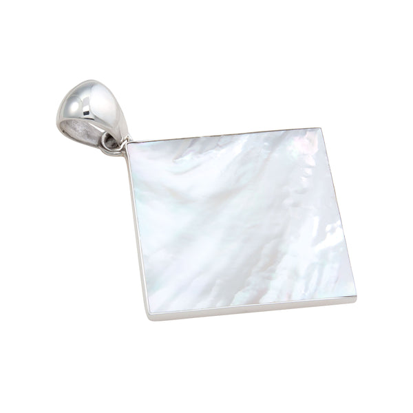 Charles Albert Sterling Silver Mother Of Pearl Rhombus Pendant Sterling Silver Pendants