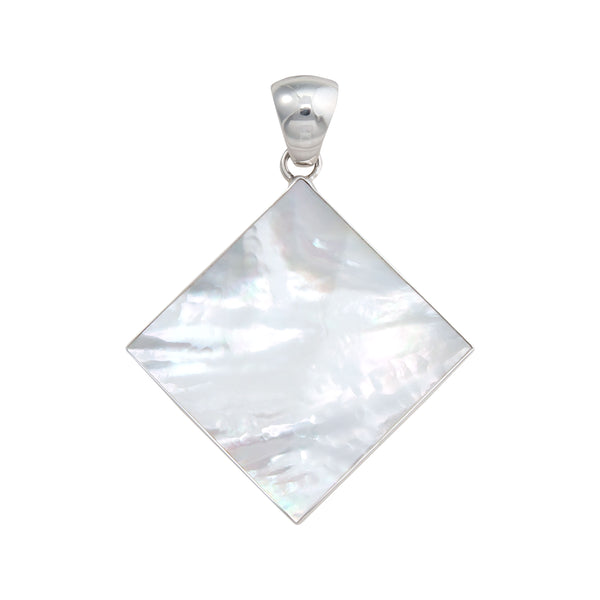 charles albert Sterling Silver Mother of Pearl Rhombus Pendant Sterling Silver Pendants