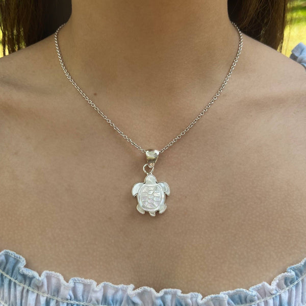Charles Albert Sterling Silver Mother Of Pearl Sea Turtle Pendant Sterling Silver Pendants