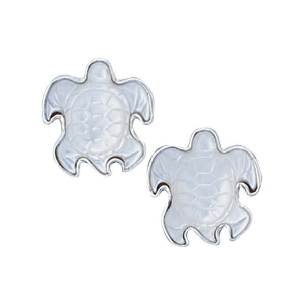 charles albert Sterling Silver Mother of Pearl Sea Turtle Post Earrings Sterling Silver Earrings