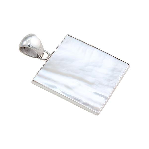 Charles Albert Sterling Silver Mother Of Pearl Square Pendant Sterling Silver Pendants