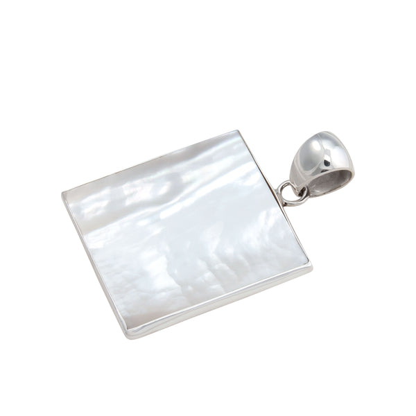 Charles Albert Sterling Silver Mother Of Pearl Square Pendant Sterling Silver Pendants