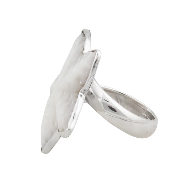 Charles Albert Sterling Silver Mother Of Pearl Starfish Adjustable Ring Sterling Silver Rings