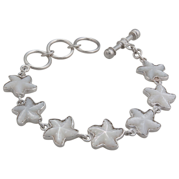 Charles Albert Sterling Silver Mother Of Pearl Starfish Bracelet Sterling Silver Bracelets + Cuffs