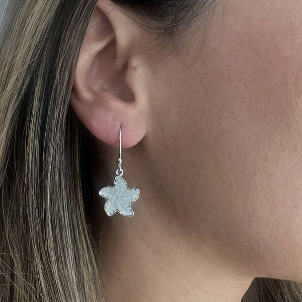 Charles Albert Sterling Silver Mother Of Pearl Starfish Drop Earrings Sterling Silver Earrings