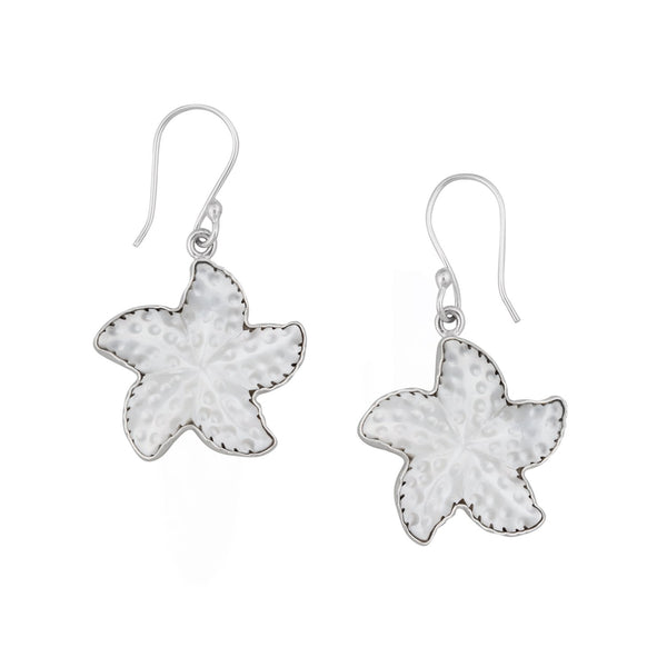 charles albert Sterling Silver Mother of Pearl Starfish Drop Earrings Sterling Silver Earrings