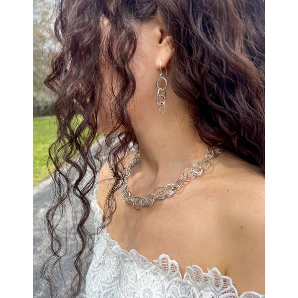 charles albert Sterling Silver Multi-Circle Necklace Sterling Silver Necklaces