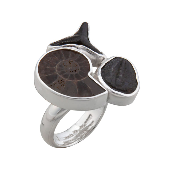 Charles Albert Sterling Silver Multi-Fossil Adjustable Ring Sterling Silver Rings