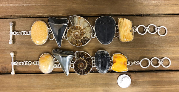 Charles Albert Sterling Silver Multi-Fossil Bracelet Sterling Silver Bracelets + Cuffs