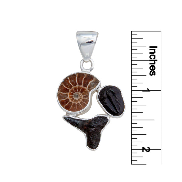 Charles Albert Sterling Silver Multi-Fossil Pendant Sterling Silver Pendants