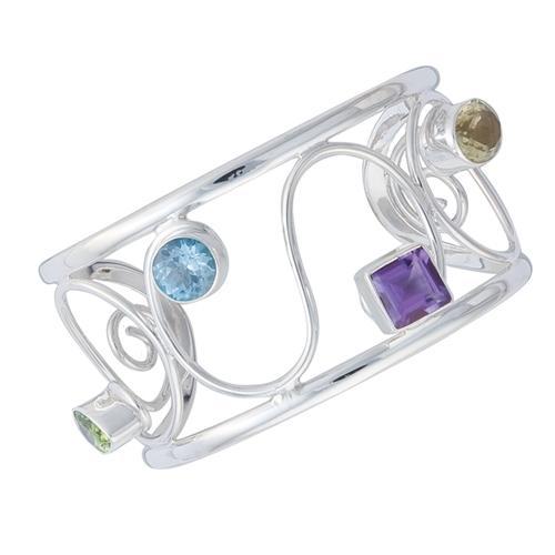 charles albert Sterling Silver Multi-Gemstone Cuff 15% Off - Discontinued Items