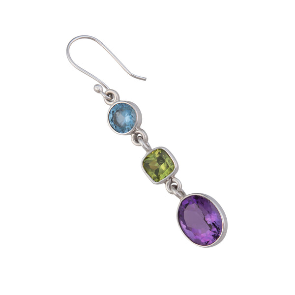 Charles Albert Sterling Silver Multi-Gemstone Drop Earrings Sterling Silver Earrings