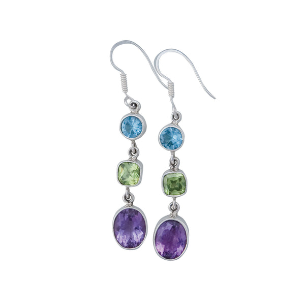 Charles Albert Sterling Silver Multi-Gemstone Drop Earrings Sterling Silver Earrings