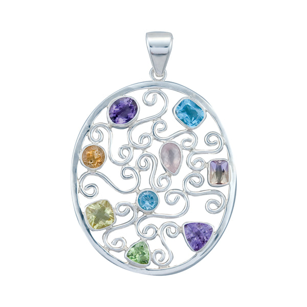 charles albert Sterling Silver Multi-Gemstone Pendant 15% Off - Discontinued Items