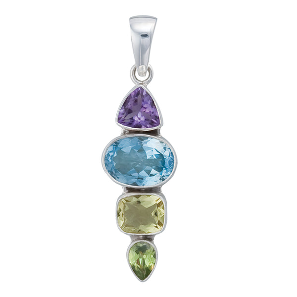 charles albert Sterling Silver Multi-Gemstone Pendant - Quadruple 15% Off - Discontinued Items