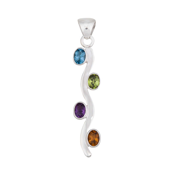 charles albert Sterling Silver Multi-Gemstone Wave Pendant 15% Off - Discontinued Items