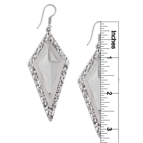 Charles Albert Sterling Silver Multi Hammered Diamond Drop Earrings 30% Off - Discontinued Items