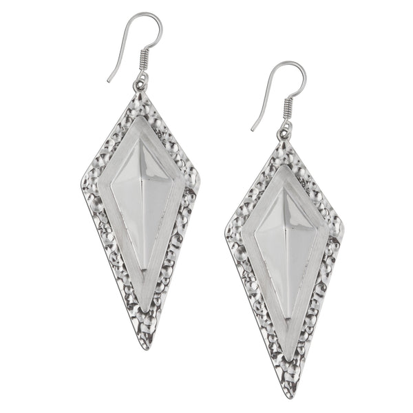 charles albert Sterling Silver Multi Hammered Diamond Drop Earrings 30% Off - Discontinued Items