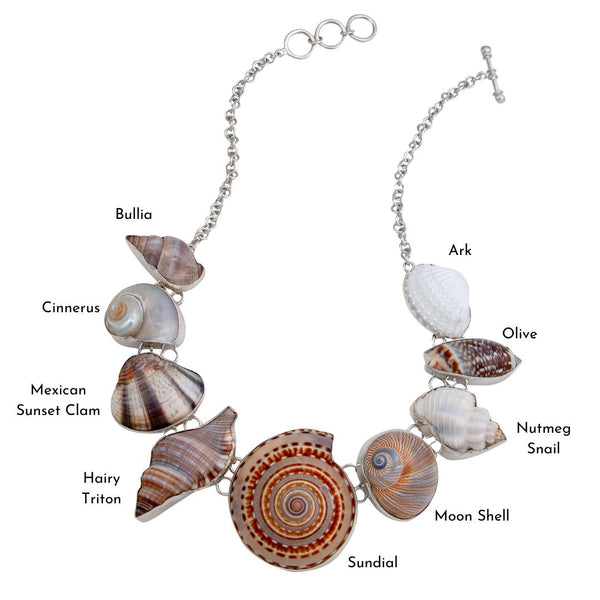 Charles Albert Sterling Silver Multi-Shell Necklace Sterling Silver Necklaces
