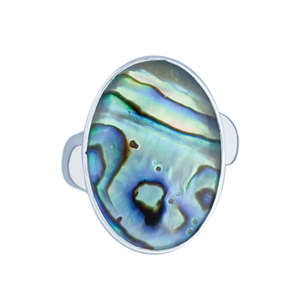 charles albert Sterling Silver Natural Abalone Adjustable Ring Sterling Silver Rings