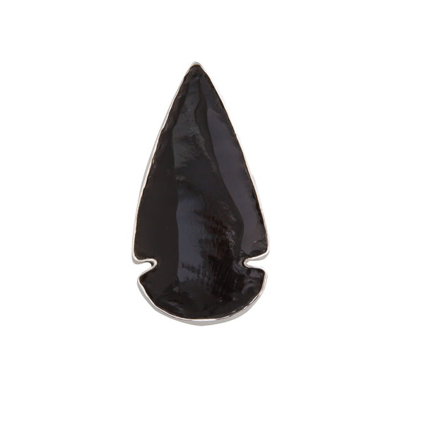 Charles Albert Sterling Silver Obsidian Arrowhead Adjustable Ring Sterling Silver Rings