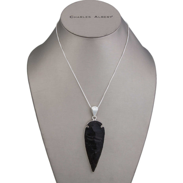 Charles Albert Sterling Silver Obsidian Arrowhead Pendant Sterling Silver Pendants