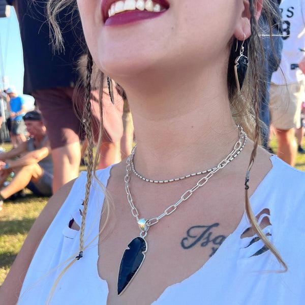 Charles Albert Sterling Silver Obsidian Arrowhead Pendant Sterling Silver Pendants