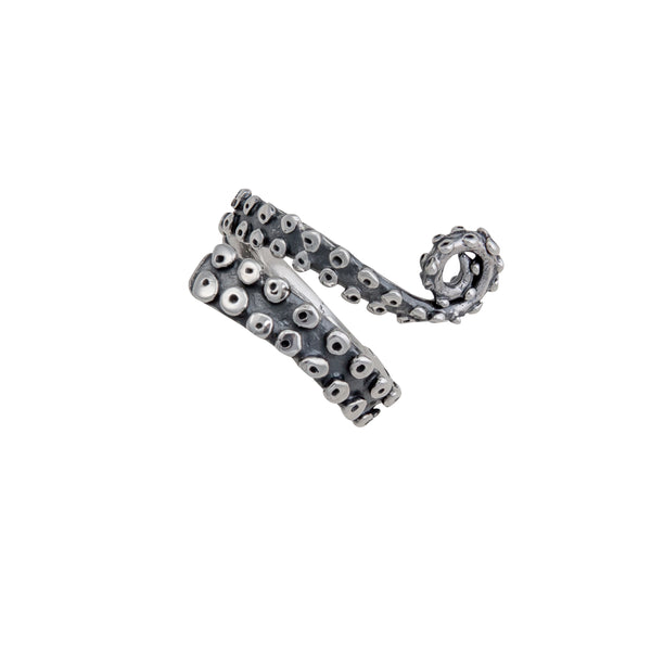 Charles Albert Sterling Silver Octopus Tentacle Oxidized Adjustable Ring Sterling Silver Rings