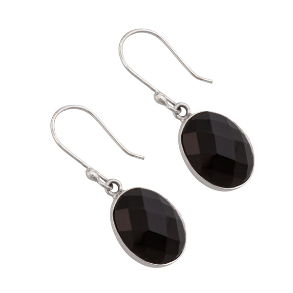 Charles Albert Sterling Silver Onyx Faceted Drop Earrings Sterling Silver Earrings