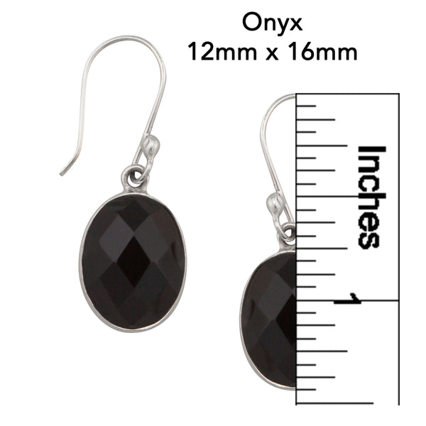Charles Albert Sterling Silver Onyx Faceted Drop Earrings Sterling Silver Earrings