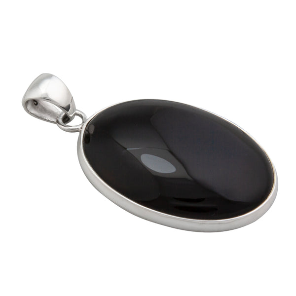 Charles Albert Sterling Silver Onyx Oval Pendant Sterling Silver Pendants