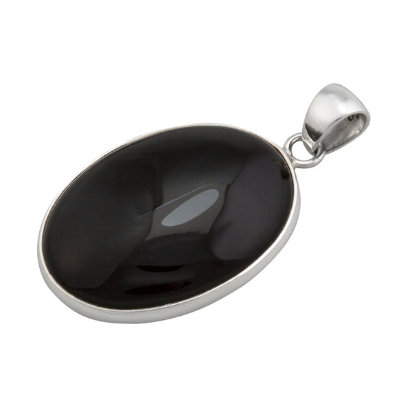 Charles Albert Sterling Silver Onyx Oval Pendant Sterling Silver Pendants
