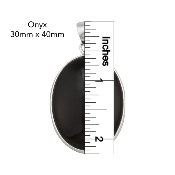 Charles Albert Sterling Silver Onyx Oval Pendant Sterling Silver Pendants