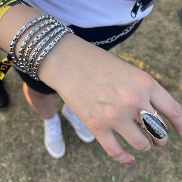 Charles Albert Sterling Silver Orthoceras Adjustable Ring Sterling Silver Rings