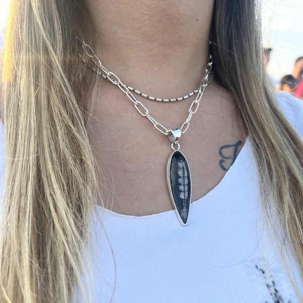 Charles Albert Sterling Silver Orthoceras Pendant Sterling Silver Pendants