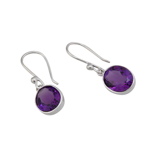 Charles Albert Sterling Silver Oval Amethyst Drop Earrings Sterling Silver Earrings