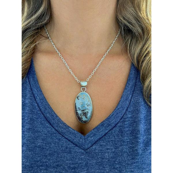 Charles Albert Sterling Silver Oval Aztec Lapis Pendant Sterling Silver Pendants