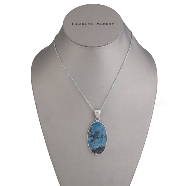 Charles Albert Sterling Silver Oval Aztec Lapis Pendant Sterling Silver Pendants