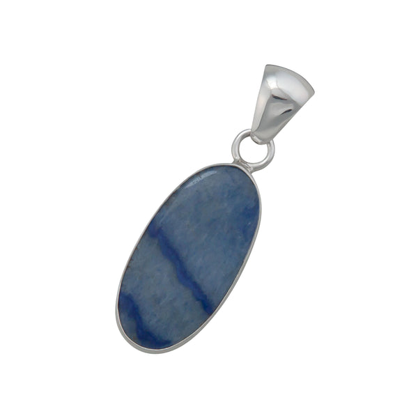 Charles Albert Sterling Silver Oval Blue Aventurine Pendant Sterling Silver Pendants