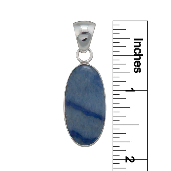 Charles Albert Sterling Silver Oval Blue Aventurine Pendant Sterling Silver Pendants