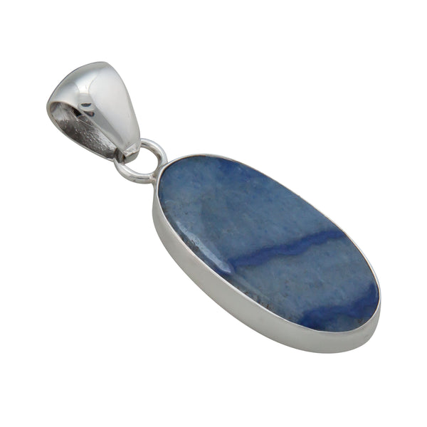 Charles Albert Sterling Silver Oval Blue Aventurine Pendant Sterling Silver Pendants