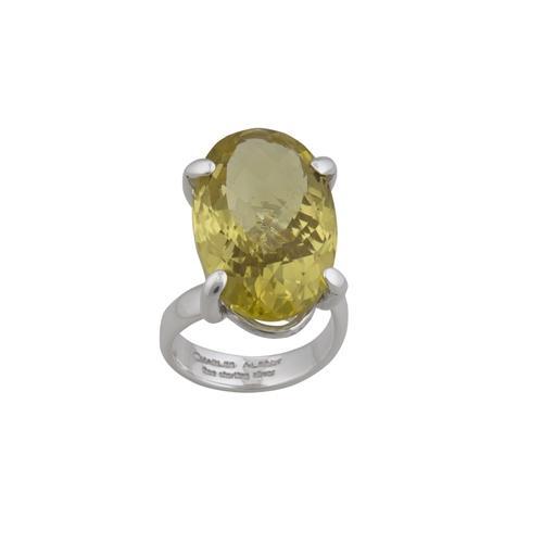 charles albert Sterling Silver Oval Citrine Prong Set Adjustable Ring Sterling Silver Rings