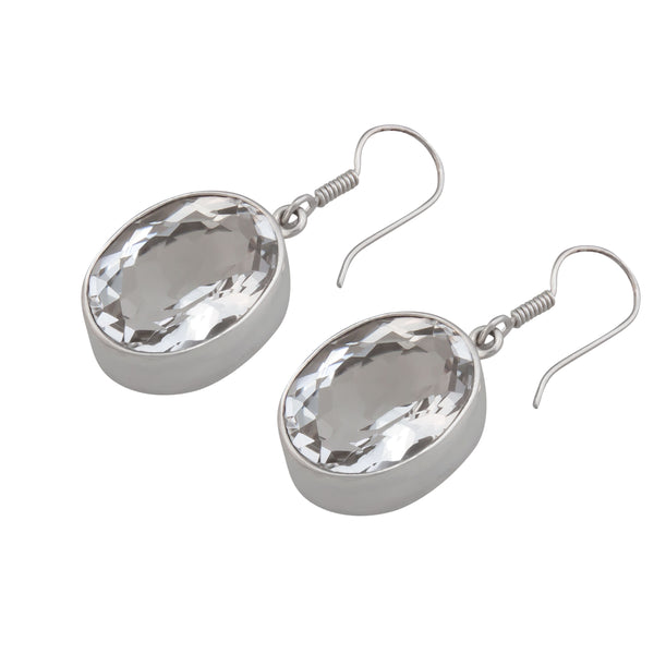 Charles Albert Sterling Silver Oval Clear Quartz Drop Earrings 15% Off - Discontinued Items